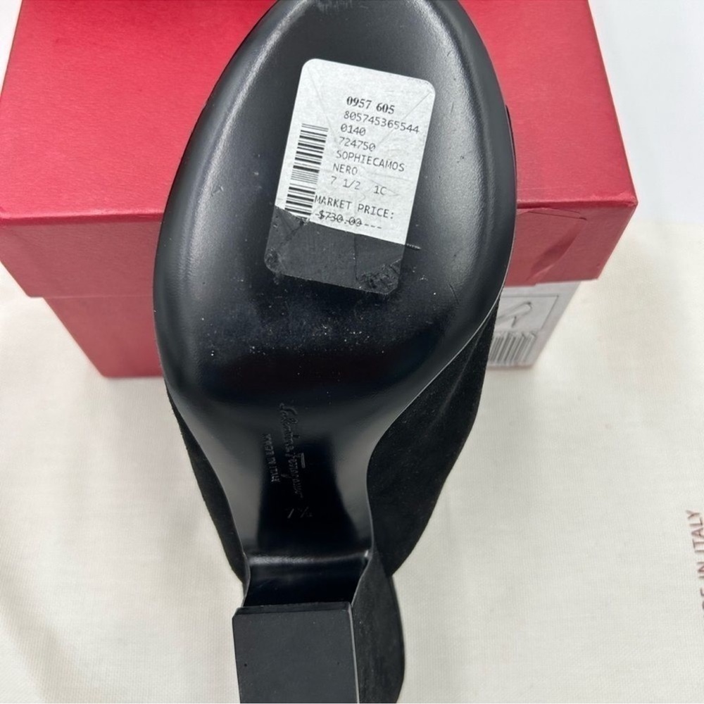 Women’s Salvatore Ferragamo, Judy, 85 suede mules, size 7, made in Italy - Picture 6 of 12